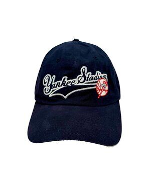 Yankee Stadium Drew Pearson Navy Strap Back Baseball Cap Hat New York Yankees